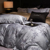 600TC Lyocell Cotton Flowers Jacquard Soft Silky Bedding Set Queen King Size Duvet Cover Bed Sheet/Fitted Sheet Pillowcases 4Pcs