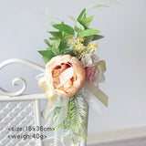 4pcs Artificial Peony Pew Flowers for Wedding Aisle Ceremony Chair Decoration Greenry with Rustic Wedding Outdoor Decor