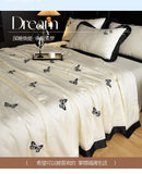 White Butterfly Quilts Air Conditioning Blanket Summer Quilt Silky High Quality Skin-Friendly Bedding with Embroidery 200*230cm