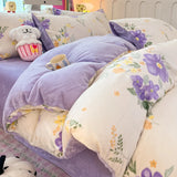 New high-weight, fresh and light milk fleece printed quilt cover Thickened warm Duvet cover