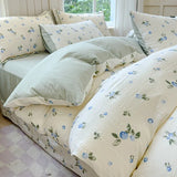 Ikeehome  Class A super soft jacquard cloud yarn cotton four-piece set, bed sheet, bed hat, quilt cover, student dormitory bed