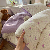 Ikeehome  new class A super soft washable four-piece cartoon quilt cover dormitory bed sheet three-piece bedding