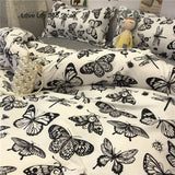 Ins Style Fashion Butterfly Bedding Set For Girls Boys Double Size Flat Sheet Duvet Cover Pillowcase Bed Linen Home Textile