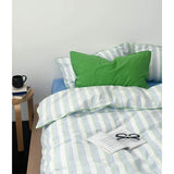 Simple Blue een Stripes Cotton Bedding Set Waed Cotton Duvet Cover And eet Set Korean Sle Four Piece Bedding Set