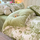 New high-weight, fresh and light milk fleece printed quilt cover Thickened warm Duvet cover