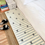 Korean Runner Rug Striped Butterfly Print Bedroom Bedside Rug Simple Advanced Ins Soft Home Decoration Coffee Table Mat