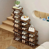 New Portable Small Foldable Shoe Rack Without Installation,Bamboo Shoe Rack for Storage.Ideal for Hallway,Bedroom,Living Room