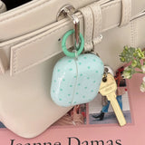 Korea Mint Green Polka Dots Silicone Earphone Case For Apple AirPods 1or2 3 4 Pro Pro 2 Soft Protection Cover With Keychain