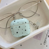 Mint Green Star Silicone Earphone Case For Apple AirPods 4 Protection Cover With Keychain For AirPods 1 2 3 Pro 2 Cover Coque