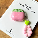 Fresh Green Grid Flower Bracelet Protection Cover for AirPods Pro or 2 Earphone Case for AirPods 1 2 3 4 Accessory Headset Shell