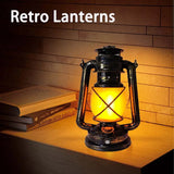 Vintage Lantern Portable Camping Light Rechargeable Outdoor Hanging Travel Light 3 Lighting Modes For Bar Restaurant Decoration