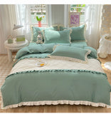 Princess Style Girls Bedding Set Ruffle Duvet Cover With Lace Korean Four Piece Set Quilt Cover Pillowcase Wedding Bedroom Decor