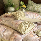 3/4Pcs Bedding Set Tencel Cotton Ice Silk French Vintage Pleated Style Luxury Duvet Cover Bed Linen 2 Bedroom With Elastic Band