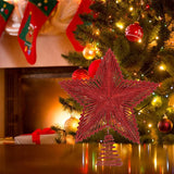 25CM Red Gold Glitter Star Christmas Decoration Xmas Tree Topper for Home Decor Ornaments Navidad New Year 2025 Gifts Accessory
