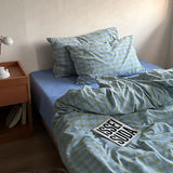 Artistic Sle Retro Plaid 00% Cotton Bedding Set Duvet Cover Pure Cotton Bed eet Bed Canopy Tee Piece Set Quilt Cover