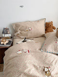 Pure Cotton Double Layered Lace Four Piece Bedding Set Cute South France Secret Garden Cartoon Design Bed eet Cover Duvet C...
