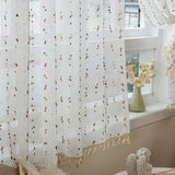 Modern Minimalist Striped Privacy Sheer Curtain, High-Quality Linen Sheer Voile with tassel Embellishment,Cute Home Drapes