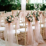 50-10pieces 200x75cm gauze Chair Back Veil Wedding Chair Sashes Wedding Chair Bows Covers Ribbon Party XMS Aisle Chair Decor