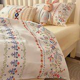 Luxury 100% Cotton Boho Pattern Printed Bedding Set Fashion Breathable Quilt Cover Sets Queen King Bed Linens for Summer Autumn