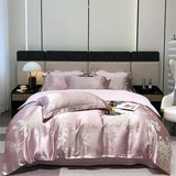 Luxury Satin Jacquard Duvet Cover Set Nordic Double Bed Quilt Cover Bedding Set Adlut Pillowcases Sheet Queen King Home Textiles