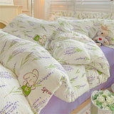 Fresh Plant Flower Bed Sheet for Children and Adults Four-Piece Bed Set Pillowcases Soft Washed Cotton Home Textiles