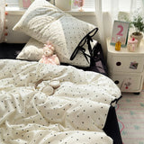 Ins Nordic Bedding Set Simple Style Polka Dot Duvet Cover Set Soft Flat Sheet Single Twin Size Double Bed Sheet Set For Bedroom