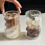 300ML Simple Double-layer Glass Cup Heat Cold Resistant Anti-scalding Coffee Cup Milk Brandy Wine Mug Cafe Accessories