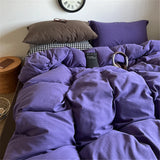 Huace  Pure Cotton Bedding Set Soft Skin-friendly Autumnal Chestnut Color Blo Simple Sle Bedroom Four-piece Suite