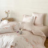 1000TC Egyptian Cotton Butterfly Flowers Embroidery Patchwork Bedding Set Duvet Cover Flat/Fitted Bed Sheet Pillowcases 4Pcs