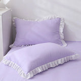 Hot Sale 1 Pair of Pillowcases with Ruffles White Shabby Country Girl Cover Protector with Border Decorative 48x74cm
