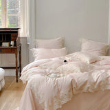 Lace Bedding Set 140s Egyptian Cotton Bed Linens Sheet Pillowcase Blanket Cover Set Underwear