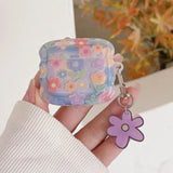 Fresh flowers floral pendant wavy silicone soft wireless bluetooth earphone case for apple airpod pro 2 2nd 1 3 4 colorful cover