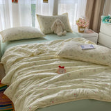 Floral Printed Summer Quilt Four Piece Set Soft Bedroom Decor Bedding Set Summer Quilt Bed Sheet With Pillowcases Home Textiles