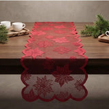 Gift Maple Leaf Christmas Tree Table Runner Lace Long Christmas Table Flag Flower Decorative Cloth Xmas Tablecloth Festival