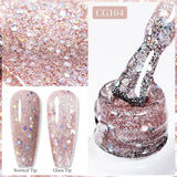 10ml Gold Glitter Gel Nail Polish Crystal Semi Permanent Soak Off UV Gel Varnish Nail Art Manicure Base Top Coat