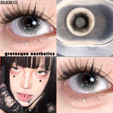 Cosplay Colored Contact Lenses, Myopia Anime, Cyber Gray Color Power Foggy White Halloween, 1Year 2Pcs New Make Up Fast