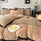 Winter Warm Bedding Set Flannel Duvet Cover for Home Thicken Velvet Queen King Size Luxury Bedroom Decor Quilt Cover Pillowcase