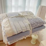 Print Floral Bedding Set Double Layer Yarn Four Pieces Set Soft Comfortable Duvet Cover Bed Sheet With Pillowcases Home Textiles