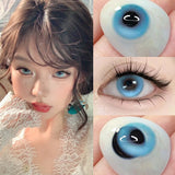 1 Pair New Colored Contacts Lenses Fashion Blue Lense - 0.00 To - 8.00 Diopter Lenses High Quality Cute Beautiful Pupils