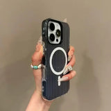 Luxury Candy Tile Ribbed Luggage Texture Magsafe Wireless Charge Case For iPhone 17 16 15 14 13 12 Pro Max 11 17 Magnetic Cover