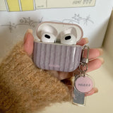 Korea lovely pink wave point cover stripe pattern tpu soft case for apple airpods pro 2 3 4 silicone earphone shell