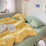 High Quality Bedding Set Boys Girls Twin Queen Size Washed Cotton Sheet Pillowcase Bed Linens Adults Home Textiles No Filler