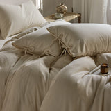 Original Cotton Linen Lace-Up Bedding Set Single Queen King Size Duvet Cover Flat/Fitted Bed Sheet Pillowcases 3/4Pcs