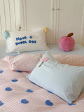 Dopne ing Color Blo Embroidered Cotton Bedding Set Waed Cotton Duvet Cover eet Pillowcase Bedding Accories