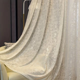 Elegant Beige Flower Jacquard Gauze Curtains Transparent Curtains Suitable for Bedrooms and Living Rooms