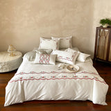 Flowers Embroidery Bedding Set Cotton Satin Bed Linens Sheet Pillowcase Duvet Cover Set Underwear