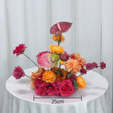 Wedding Backdrop Arch Flower Runner Hot Pink Orange Hydrangea Rose KT Board Decor Event Party Props Display