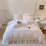 4Pcs Korean Princess Style  Pure Cotton 100% Bedding Set Quilt Cover 200x230 Sheet For Bed And Pillowcases  Sheet Four Seasons