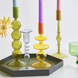 Decorative Candle Holders Colorful Glass Flower Vase for Home Decoration Wedding Decoration Centerpieces Candlestick Gift