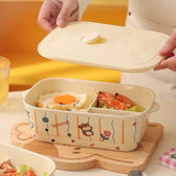 Microwave Oven Specific Ceramic Bento Box Divided Into Compartments Dining Box with Lid Fresh Keeping Box Cute